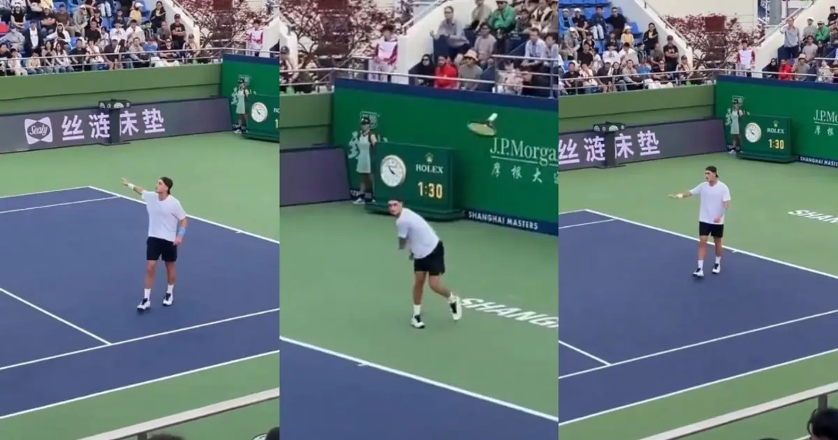¡Escándalo y locura en China! Terence Atmane le tiró la raqueta al público y rozó la descalificación