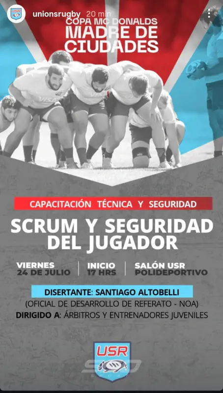 La USR realizará una capacitación sobre scrum y seguridad del jugador