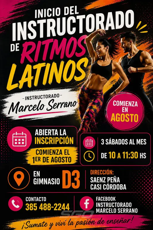 Cuenta regresiva para el inicio del Curso de Ritmos Latinos del Instructorado Marcelo Serrano